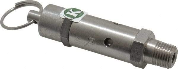 Kingston - 1/4" Inlet, ASME Safety Relief Valve - 125 Max psi, Stainless Steel - All Tool & Supply