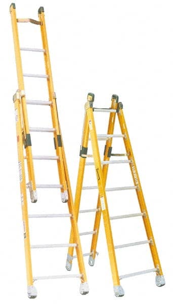 Made in USA - 8' High, Type IAA Rating, Fiberglass Extension Ladder - All Tool & Supply