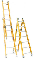 Made in USA - 7' High, Type IAA Rating, Fiberglass Extension Ladder - All Tool & Supply