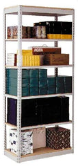 Hallowell - 6 Shelf Add-On Box Edge Open Steel Shelving - 450 Lb Capacity, 48" Wide x 87" High x 18" Deep, Gray - All Tool & Supply