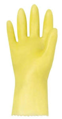 MAPA Professional - Size S (7), 10-1/2" Long, 10 mil Thick, PVC Chemical Resistant Gloves - Textured Finish, Gauntlet Pinked Cuff, Yellow - All Tool & Supply