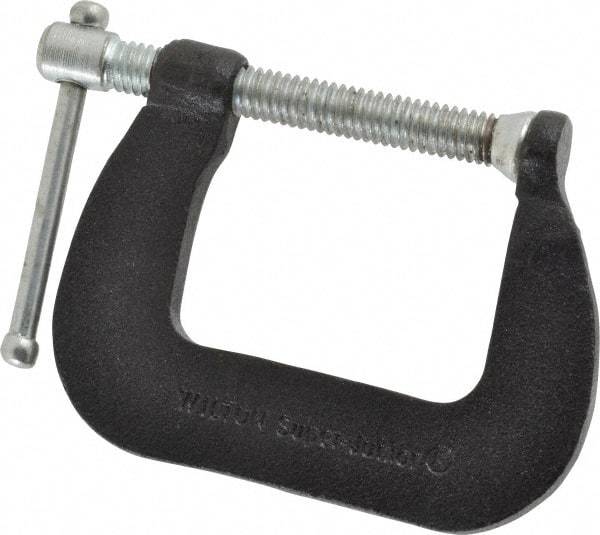 Wilton - Light-Duty 1-1/2" Max Opening, 1-1/2" Throat Depth, Forged Steel Standard C-Clamp - 850 Lb Capacity, 0" Min Opening, Standard Throat Depth, Steel Screw - All Tool & Supply