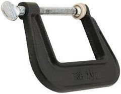 Wilton - Light-Duty 1-1/4" Max Opening, 1-1/4" Throat Depth, Ductile Iron Standard C-Clamp - 450 Lb Capacity, 0" Min Opening, Standard Throat Depth, Steel Screw - All Tool & Supply