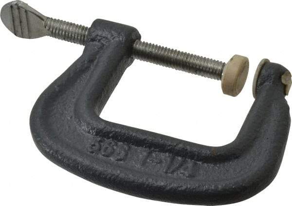 Hargrave - Light-Duty 1-1/4" Max Opening, 1-3/16" Throat Depth, Ductile Iron Standard C-Clamp - 550 Lb Capacity, 0" Min Opening, Standard Throat Depth, Steel Screw - All Tool & Supply