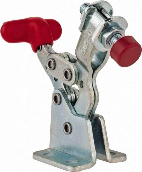 De-Sta-Co - 150 Lb Holding Capacity, Horizontal Handle, Manual Hold Down Toggle Clamp - 170° Handle Movement, 90° Bar Opening, U-Bar, Flanged Base, Electro-Plated Zinc, Carbon Steel - All Tool & Supply