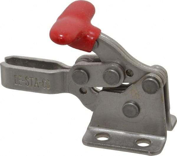 De-Sta-Co - 200 Lb Holding Capacity, Horizontal Handle, Manual Hold Down Toggle Clamp - 170° Handle Movement, 90° Bar Opening, U-Bar, Flanged Base, Electro-Plated Zinc, Stainless Steel - All Tool & Supply