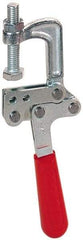 De-Sta-Co - 3558.58 N Load Capacity, 1.25" Throat Depth, 8.28" OAL, Stainless Steel, C Style Plier Clamp - 1.78" Max Jaw Capacity, 1/2-13 Spindle, 2.94" Open Throat Height, Red Handle, Spindle End - All Tool & Supply