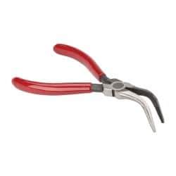 Proto - 6-5/16" OAL, 1-5/8" Jaw Length x 3/4" Jaw Width, Long Nose Bent Nose Pliers - Serrated Jaw, Chain Nose Head, Plastisol Handles - All Tool & Supply