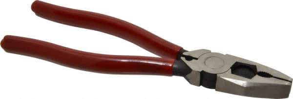 Proto - 8-3/8" OAL, 1-3/4" Jaw Length x 1-1/16" Jaw Width, Linesman's Pliers - Serrated Pipe Jaw, Flat Nose Head, Plastisol Handles - All Tool & Supply