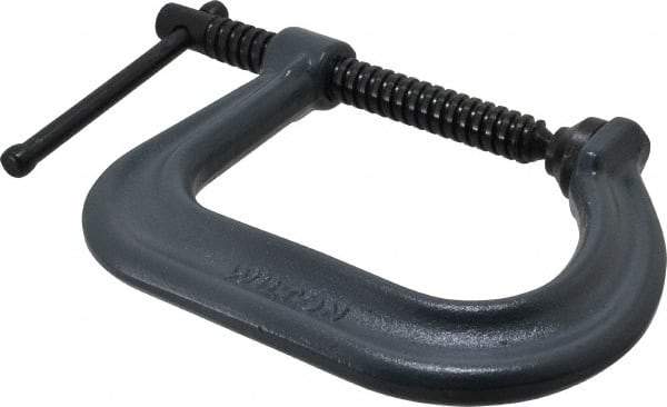 Wilton - Regular-Duty 4" Max Opening, 4" Throat Depth, Forged Steel Standard C-Clamp - 4,100 Lb Capacity, 0" Min Opening, Square Deep Throat - All Tool & Supply