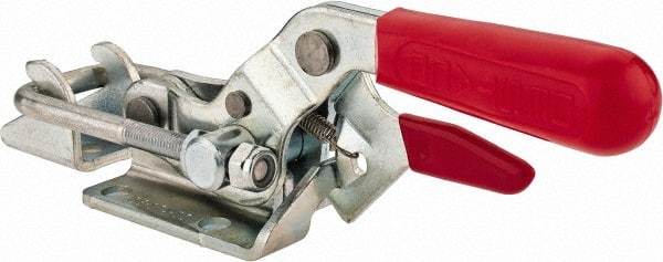 De-Sta-Co - 2,000 Lb Capacity, Horizontal, U Hook, Flanged Base, Carbon Steel Pull Action Latch Clamp - 2-1/2" Drawing Movement, 8.2" OAL, Threaded U Hook, Straight Handle - All Tool & Supply