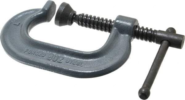 Wilton - Regular-Duty 2" Max Opening, 1-13/16" Throat Depth, Forged Steel Standard C-Clamp - 2,700 Lb Capacity, 0" Min Opening, Standard Throat Depth - All Tool & Supply