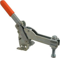 Lapeer - 800 Lb Holding Capacity, Vertical Handle, Manual Hold Down Toggle Clamp - 150° Handle Movement, 115° Bar Opening, U-Bar, Flanged Base, Carbon Steel - All Tool & Supply