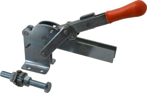 Lapeer - 1,200 Lb Holding Capacity, Vertical Handle, Manual Hold Down Toggle Clamp - 155° Handle Movement, 110° Bar Opening, U-Bar, Flanged Base, Carbon Steel - All Tool & Supply