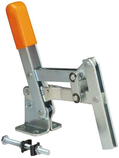 Lapeer - 400 Lb Holding Capacity, Vertical Handle, Manual Hold Down Toggle Clamp - 65° Handle Movement, 120° Bar Opening, U-Bar, Flanged Base, Carbon Steel - All Tool & Supply