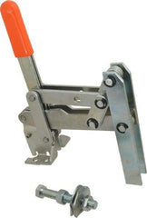 Lapeer - 800 Lb Holding Capacity, Vertical Handle, Manual Hold Down Toggle Clamp - 149° Handle Movement, 118° Bar Opening, U-Bar, Flanged Base, Carbon Steel - All Tool & Supply