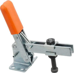 Lapeer - 100 Lb Holding Capacity, Vertical Handle, Manual Hold Down Toggle Clamp - 63° Handle Movement, 95° Bar Opening, U-Bar, Flanged Base, Carbon Steel - All Tool & Supply