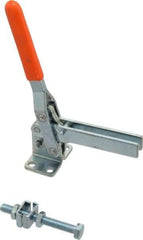 Lapeer - 200 Lb Holding Capacity, Vertical Handle, Manual Hold Down Toggle Clamp - 60° Handle Movement, 110° Bar Opening, U-Bar, Flanged Base, Carbon Steel - All Tool & Supply