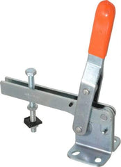 Lapeer - 400 Lb Holding Capacity, Vertical Handle, Manual Hold Down Toggle Clamp - 60° Handle Movement, 100° Bar Opening, U-Bar, Flanged Base, Carbon Steel - All Tool & Supply