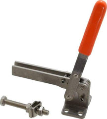 Lapeer - 200 Lb Holding Capacity, Vertical Handle, Manual Hold Down Toggle Clamp - 60° Handle Movement, 110° Bar Opening, U-Bar, Flanged Base, Stainless Steel - All Tool & Supply