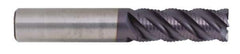 Kennametal - 1/4" Diam, 3/8" LOC, 3 Flute Solid Carbide 0.03" Corner Radius Roughing End Mill - AlTiN Finish, 2" OAL, 1/4" Shank Diam, Single End, Centercutting, 40° Helix - All Tool & Supply