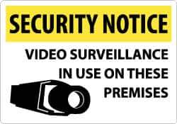 NMC - "Security Notice - Video Surveillance in Use on These Premises", 14" Long x 20" Wide, Rigid Plastic Safety Sign - Rectangle, 0.05" Thick, Use for Security & Admittance - All Tool & Supply