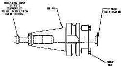 Collis Tool - CAT50 Taper Shank 1-1/2" Pilot Diam Shell Mill Holder - 2.4" Flange to Nose End Projection, 3.94" Nose Diam, 3/4-16 Lock Screw - Exact Industrial Supply