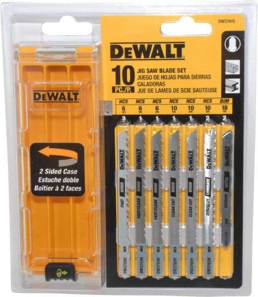 DeWALT - 10 Piece, 3" to 4" Long, 6 to 18 Teeth per Inch, Bi-Metal and High Carbon Steel Jig Saw Blade Set - T-Shank - All Tool & Supply