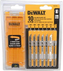 DeWALT - 10 Piece, 3" to 4" Long, 6 to 18 Teeth per Inch, Bi-Metal and High Carbon Steel Jig Saw Blade Set - U-Shank - All Tool & Supply