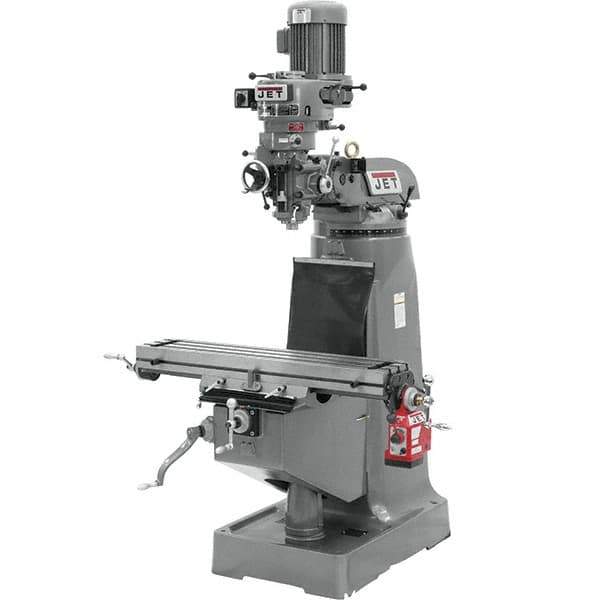 Jet - 9" Table Width x 42" Table Length, Variable Speed Pulley Control, 1 Phase Knee Milling Machine - R8 Spindle Taper, 2 hp - All Tool & Supply