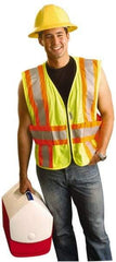 OccuNomix - Size 3X/4XL High Visibility Yellow Mesh Expandable Vest - 58 to 64" Chest, ANSI 107-2015, Zipper Closure, 3 Pockets, Polyester - All Tool & Supply