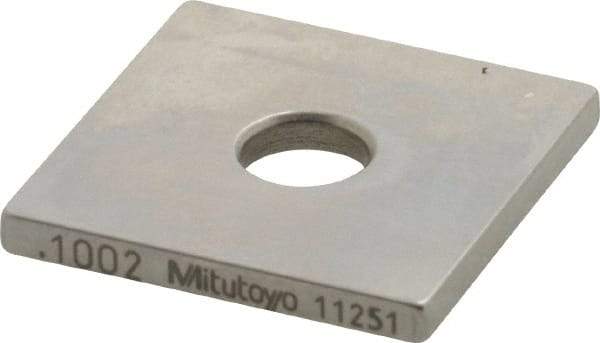 Mitutoyo - 0.1002" Square Steel Gage Block - Accuracy Grade 0, Includes Certificate of Inspection - All Tool & Supply