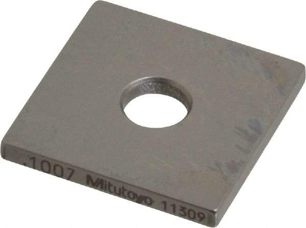 Mitutoyo - 0.1007" Square Steel Gage Block - Accuracy Grade 0, Includes Certificate of Inspection - All Tool & Supply