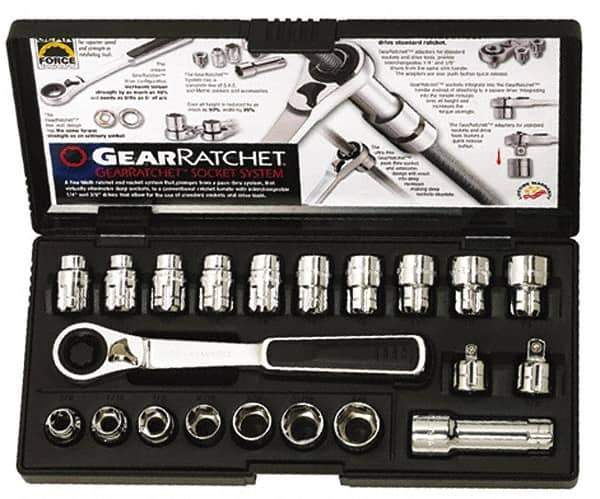 GearWrench - 21 Piece 3/8" Drive Socket Set - 3/8" to 3/4" (10mm to 19mm) Range, Inch/Metric Measurement Standard - All Tool & Supply