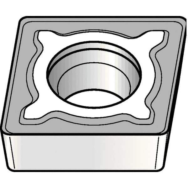 Kennametal - CCMT21.51 MF Grade KCP10B Carbide Turning Insert - TiOCN Finish, 80° Diamond, 1/4" Inscr Circle, 3/32" Thick, 1/64" Corner Radius - All Tool & Supply