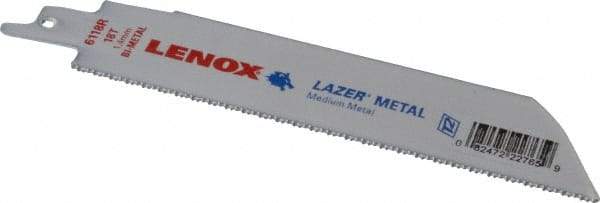 Lenox - 6" Long x 1" Thick, Bi-Metal Reciprocating Saw Blade - Straight Profile, 18 TPI, Toothed Edge - All Tool & Supply