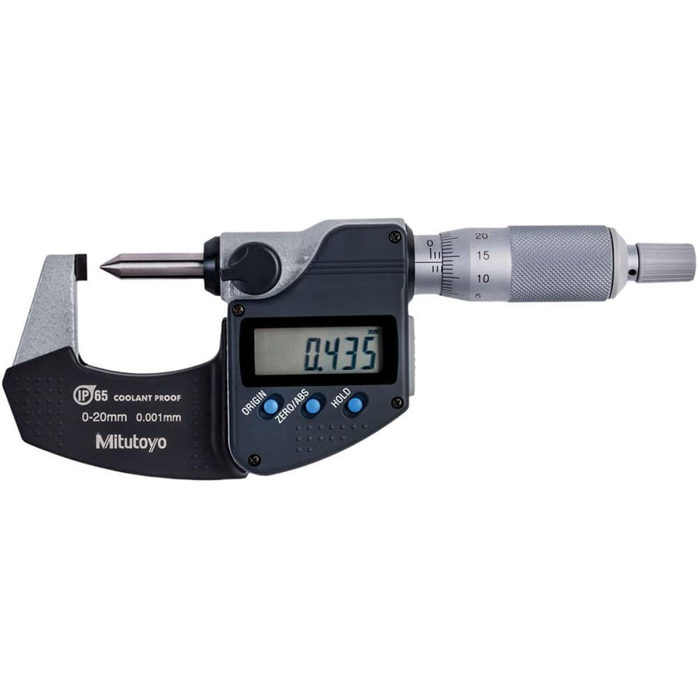 Mitutoyo - 0mm to 20mm IP65 Crimp Height Electronic Outside Micrometer - Exact Industrial Supply