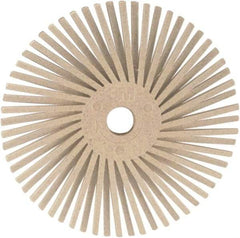 3M - 3" 120 Grit Ceramic Tapered Disc Brush - Fine Grade, Plain Hole Connector, 1" Trim Length, 0.37" Arbor Hole - All Tool & Supply