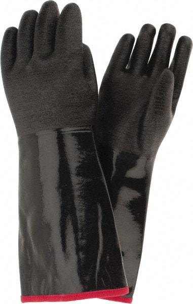 PIP - Size L (9), 18" Long, Supported, Neoprene Chemical Resistant Gloves - Textured Finish, Foam Lined, Gauntlet Cuff, ANSI Abrasion Level 3, ANSI Cut Level 0, ANSI Puncture Level 1, Black - All Tool & Supply