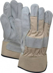 PRO-SAFE - Size XL (10) Split Cowhide General Protection Work Gloves - For Work & Driver, Uncoated, Safety Cuff, Full Fingered, White/Gray, Paired - All Tool & Supply