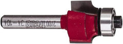 Freud - 3/4" Cut Diam, 1/2" Length of Cut, 0 Flute Round-Over Edge Profile Router Bit - Carbide-Tipped, 1/4" Shank Diam, 2-3/16" OAL, Proprietary Coating - All Tool & Supply