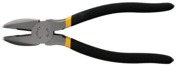 Stanley - 8-3/4" OAL, 1-15/32" Jaw Length, Side Cutting Linesman's Pliers - Serrated Jaw, Round Nose Head, Dual Dipped Handles - All Tool & Supply