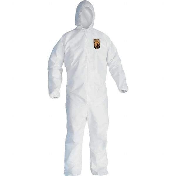 KleenGuard - Size 3XL Film Laminate General Purpose Coveralls - White, Zipper Closure, Elastic Cuffs, Elastic Ankles, Serged Seams - All Tool & Supply