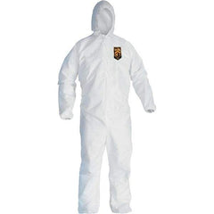 KleenGuard - Size 4XL Film Laminate General Purpose Coveralls - White, Zipper Closure, Elastic Cuffs, Elastic Ankles, Serged Seams - All Tool & Supply