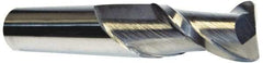 Accupro - 1/8", 2 Flute, Single End, Solid Carbide, 0.045" Corner Radius End Mill - 1-1/2" OAL, 40° Helix, Right Hand Flute, 1/2" LOC, Right Hand Cut - All Tool & Supply