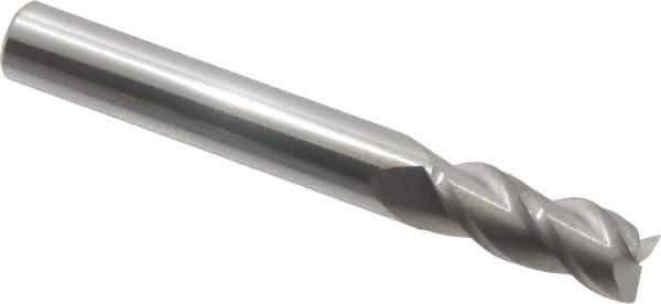 Accupro - 5/16", 3 Flute, Single End, Solid Carbide, 0.015" Corner Radius End Mill - 2-1/2" OAL, 40° Helix, Right Hand Flute, 3/4" LOC, Right Hand Cut - All Tool & Supply