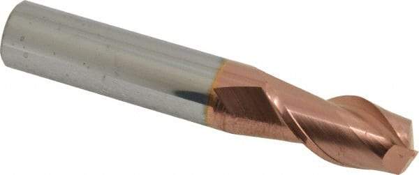 Accupro - 1/2", 2 Flute, Single End, Solid Carbide, 0.09" Corner Radius End Mill - 3" OAL, 40° Helix, Right Hand Flute, 1" LOC, Right Hand Cut - All Tool & Supply