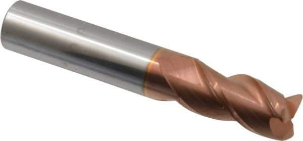 Accupro - 1/2", 3 Flute, Single End, Solid Carbide, 0.045" Corner Radius End Mill - 3" OAL, 40° Helix, Right Hand Flute, 1" LOC, Right Hand Cut - All Tool & Supply