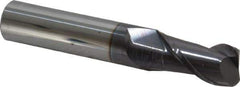 Accupro - 1/2", 2 Flute, Single End, Solid Carbide, 0.09" Corner Radius End Mill - 3" OAL, 40° Helix, Right Hand Flute, 1" LOC, Right Hand Cut - All Tool & Supply