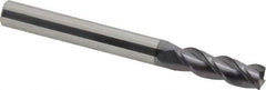 Accupro - 1/4", 3 Flute, Single End, Solid Carbide, 0.02" Corner Radius End Mill - 2-1/2" OAL, 40° Helix, Right Hand Flute, 3/4" LOC, Right Hand Cut - All Tool & Supply